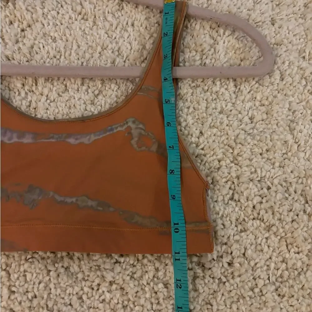 Skims Jelly Sheer Scoop Neck Burnt Orange Brown Tie Dye Bralette Bra Comfy Small